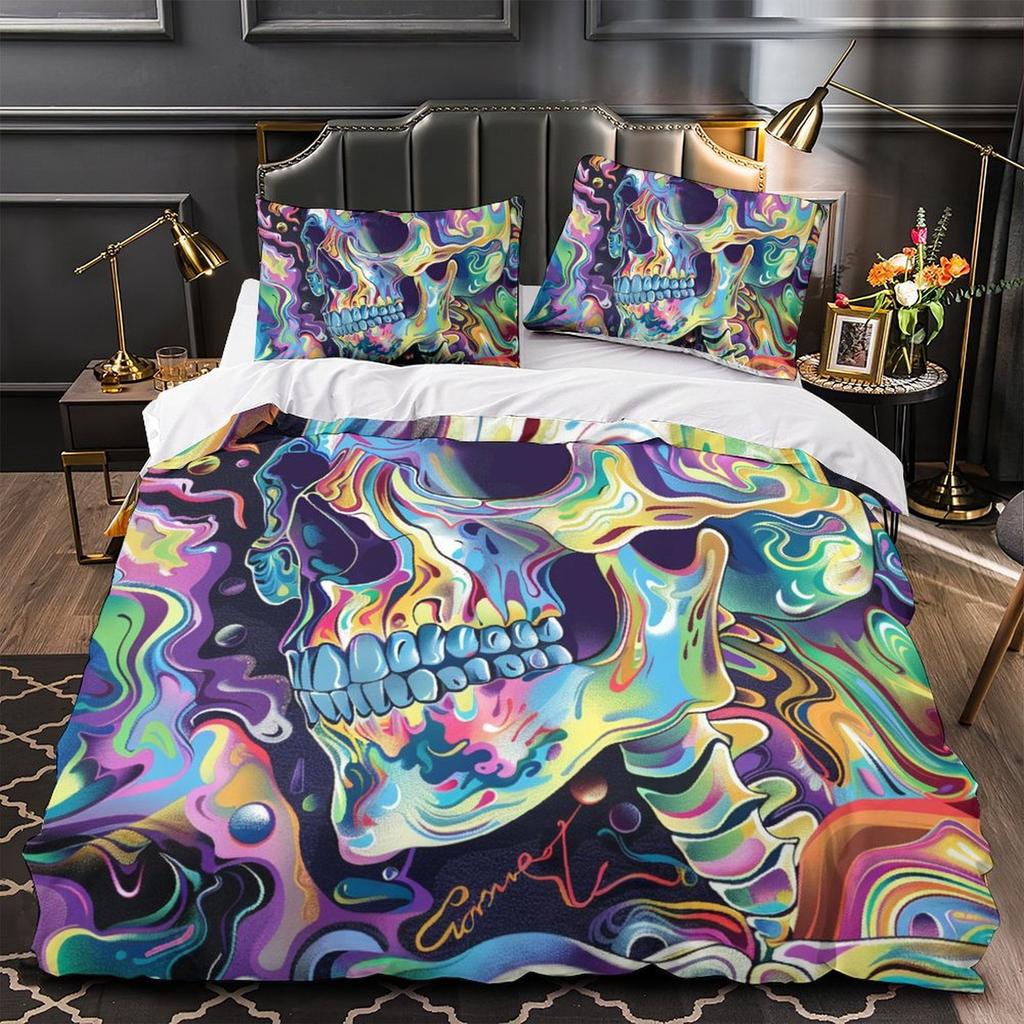 Skull Comforter Covers Printed Duvet Cover Bedding Set Suitable Children's Kids and Adults Warm Soft Breathable and Comfortable