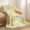 Vintage Floral Quilted Throw Blanket Soft 100% Polyester Lightweight 250300Gsm All-Season Cozy for Sofa Car Camping & Office Decor