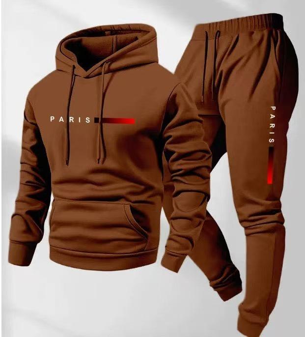 2025 Men's Hooded Pullover & Long Pants Set with Printed Logo