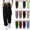 Women's Fashion Solid Colour Casual Drawstring Elastic Waist Drawstring Trousers