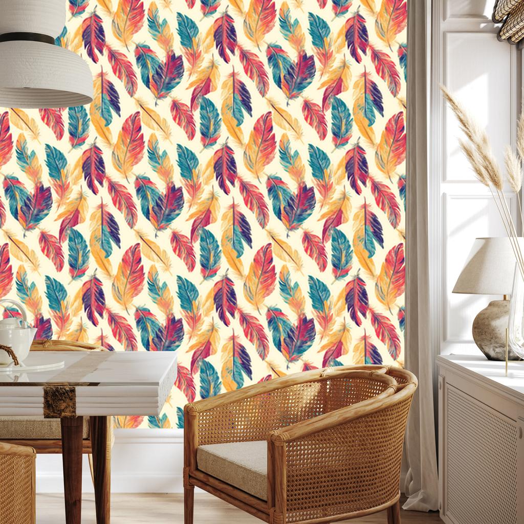Boho Cream and Coral Wallpaper for Living Room and Bedroom 50x1000