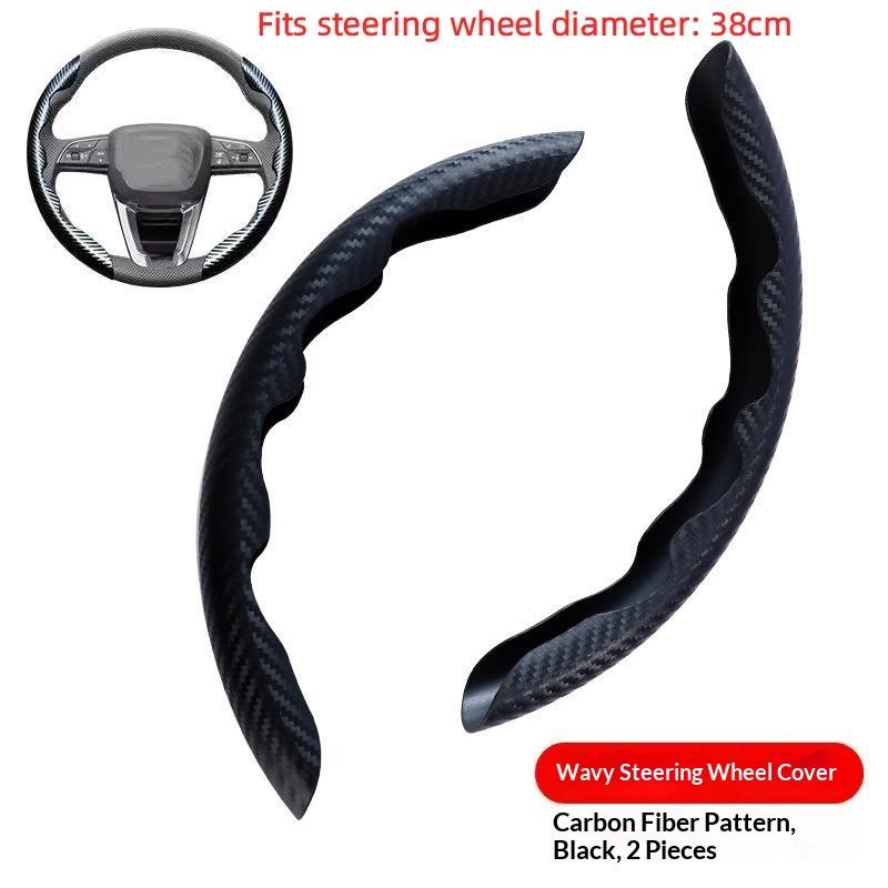 2Pcs Universal Car Steering Wheel Cover Anti-slip Carbon Fiber Leather Protector No Odor for Sedan SUV Auto Interior Accessories