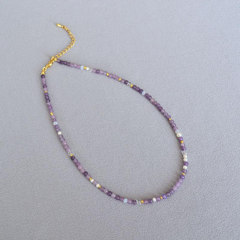 Французский Нишевый Романтический Кулон с Фиолетовым Кристаллом, Цвет Таро, Жемчуг, Многослойное Ношение, Модный, Съемное Универсальное Ожерелье для Женщин