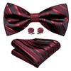 Barry.Wang Men Cravat Ties Jacquare Paisley/Floral/Striped Bow Tie Hanky Cufflinks Set Formal Casual