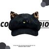 Cat ear corduroy octagonal hat for women, warm and versatile, makes the face look smaller