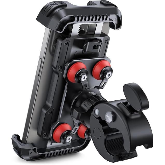Lamicall Motorcycle Phone Mount Holder - [Dual Vibration Dampener] [Upgrade Handlebar Clip] Motorcycle Cell Phone Holder, Bike Phone Mount, Fit