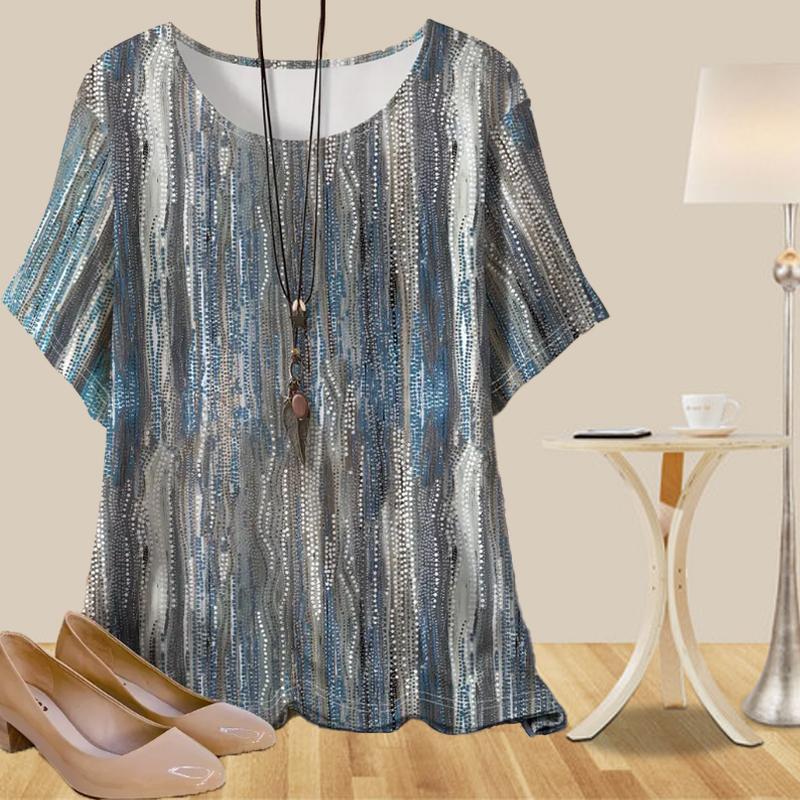 Женская повседневная свободная весенняя рубашка, женские топы с коротким рукавом и принтом в виде метеоритной розы