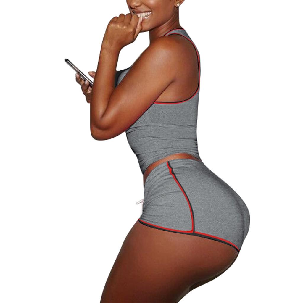 Женский комплект из 2 предметов без рукавов, повседневные короткие брюки, повседневная спортивная одежда