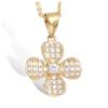 [L1791] - White Gold 'Clover' Gold Plated Pendant - 15x15 Mm
