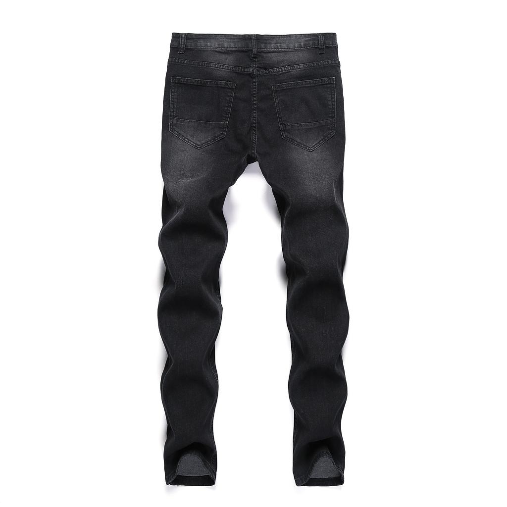 Men's Casual Hole-rubbed  Slim Fit Denim Pants Fashion Chinos Jeans