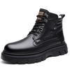 2024 зимние новые мужские высокие хлопковые ботинки мужские ботинки Martin с толстой подошвой и большим голенищем бархатные термосапоги 66088