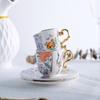 Кофейная чашка, кружка с блюдцем для латте, капучино, чай с бабочками, тонкий костяной фарфор, чашка для эспрессо и блюдце