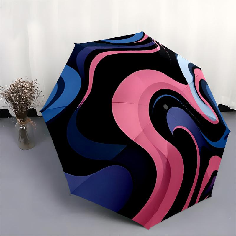 1pc Abstract Swirls Automatic Open/close Folding Umbrella, Compact Portable Travel Umbrella,Cute Umbrella, Durable Construction yy250804051