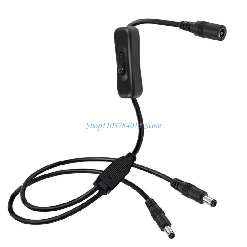 R6FF Y Splitter Cable 5.5x2.1mm/5.5x2.5mm 1 Female to 2 Male Power Adapter Line Connectors Cord Wire for Routers Speaker