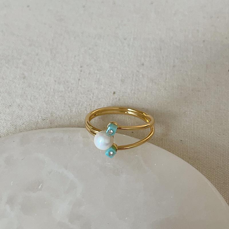 Металлическое открытое кольцо с синей каплей масла, женское, нишевое, уникальное, с модной индивидуальностью и темпераментом, элегантное кольцо для работы