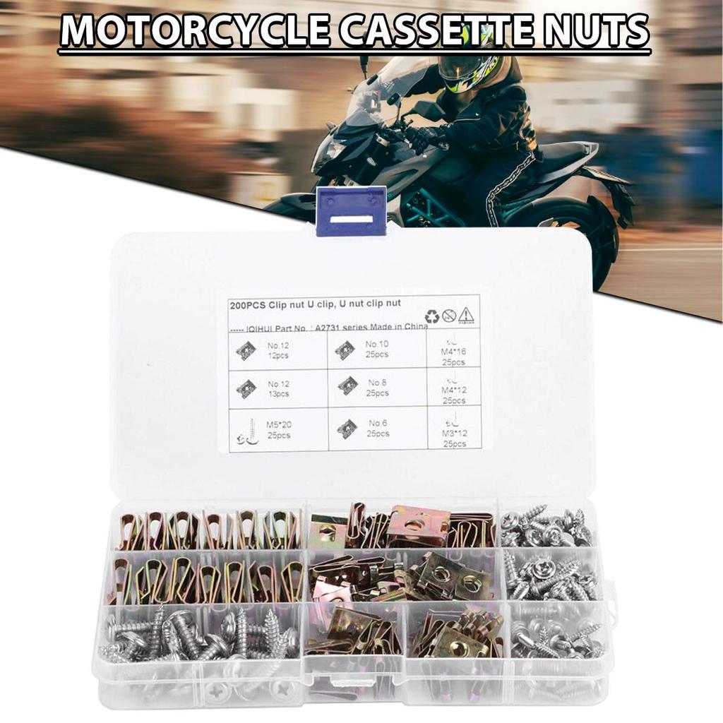 200 шт. U-образные гайки из нержавеющей стали, болты, зажимы для обшивки панели, автомобильные гайки, винты