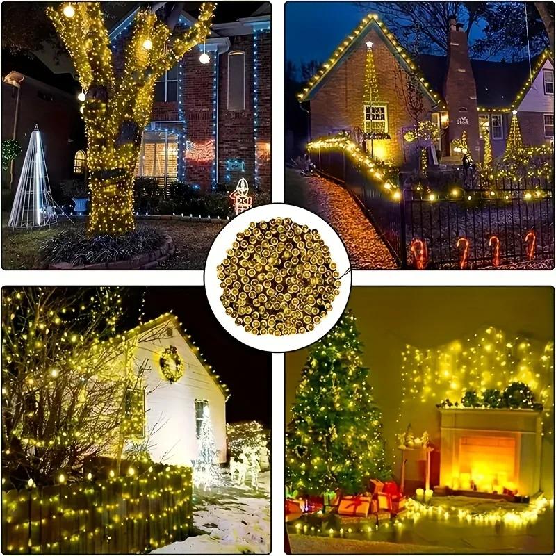 Outdoor Solar String Lights 50/100 LEDs Twinkle Lights with 8 Modes Waterproof Fairy Lights for Christmas Wedding Garden Decor