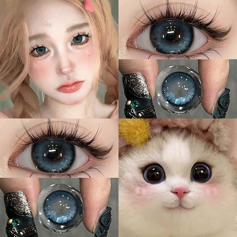 Цветные контактные линзы MillCreek Night Magics Series Green and Blue Eyes 14.2 мм, мягкие линзы для ежегодного использования