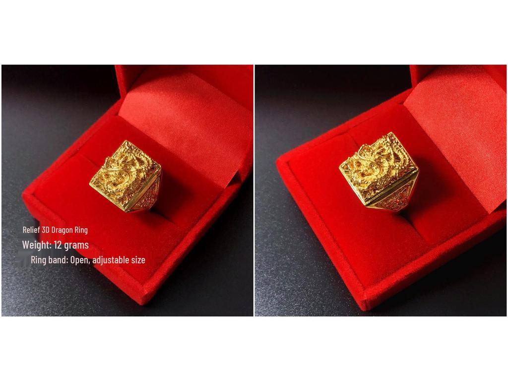 Мужское регулируемое кольцо-абакус с золотым покрытием и дизайном дракона