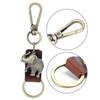 2Pcs Key Chains Elephant Shape Metal Cowhide Car Keychain Retro Leather Pendant GiftsBrown