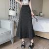 Retro High Waist Solid Color Long Skirt - Korean Style All-Match