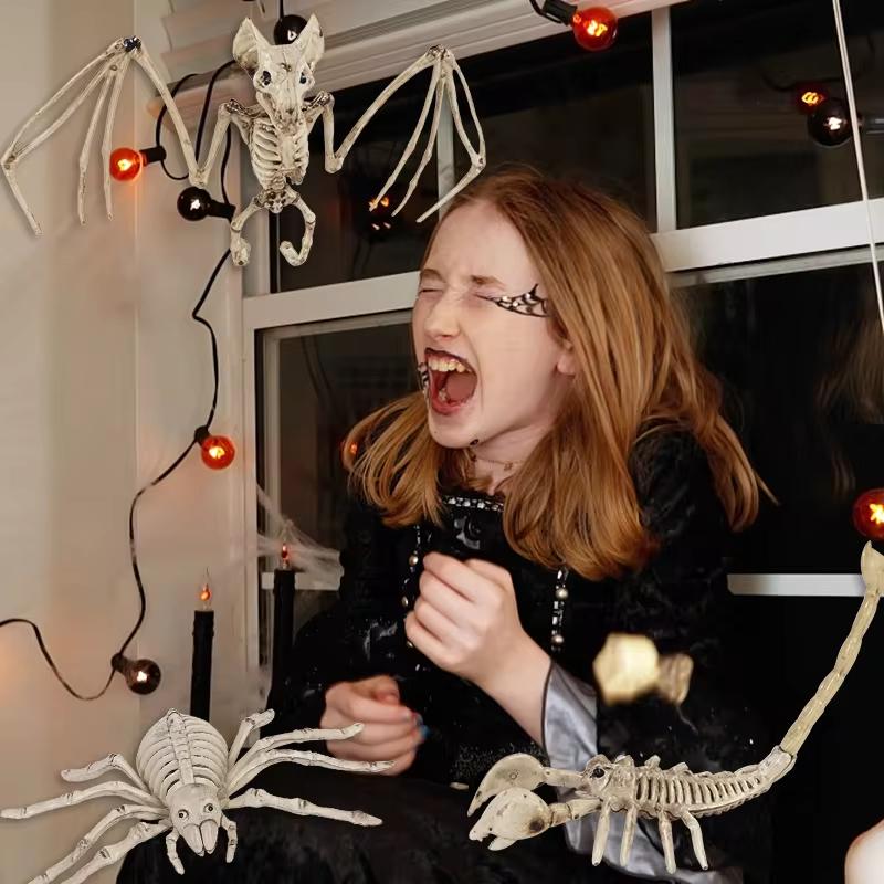 Украшение ужасов на Хэллоуин Мышь Летучая мышь Паук Скелет Украшение Пластиковый скелет животного Украшение места ужасов Скелет Украшение