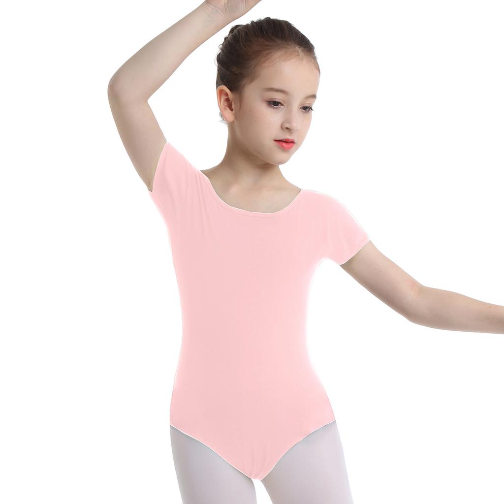 Girls' Team Basic Short Sleeve Leotard Kids Ballet Dance Gymnastics Leotards Dancewear Costume