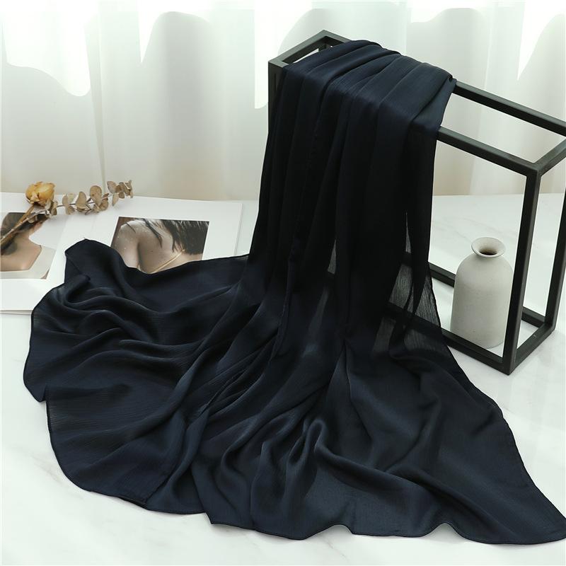Headscarf Solid Color Silk Scarf Basic Versatile Scarf Women's Smooth Crepe Travel Scarf Xizang Travel Shawl