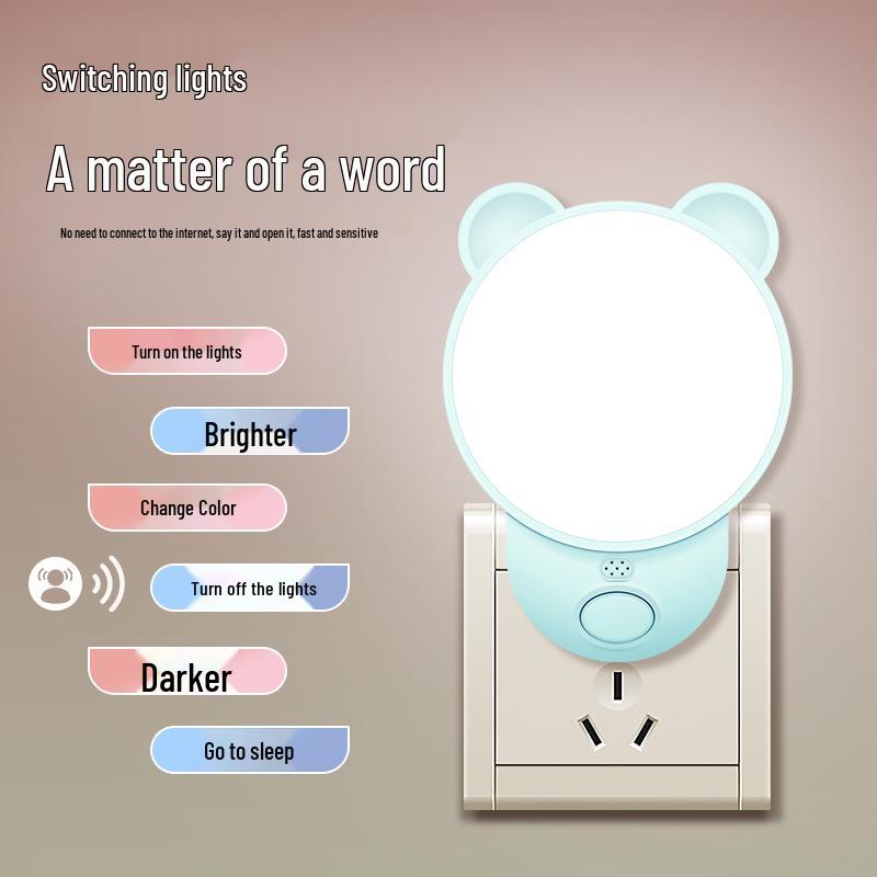 Smart Voice-Controlled Eye-Protecting Night Light with Remote and Wake-Up Feature for Energy-Saving Bedroom Ambiance.