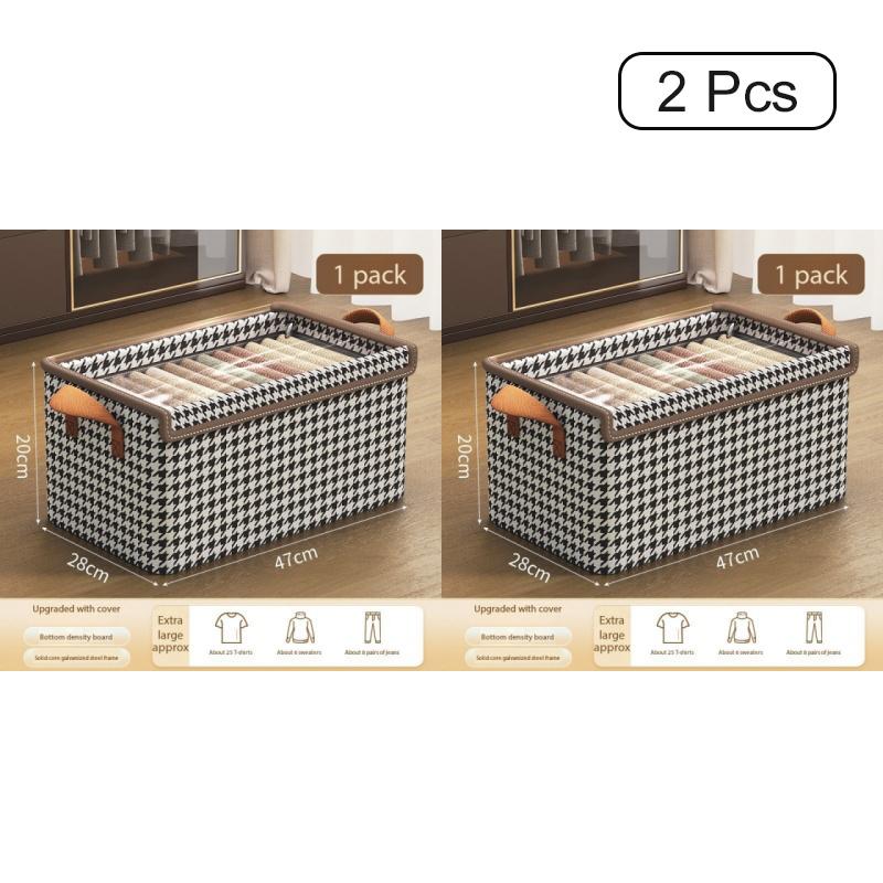 1pc foldable storage box for organizing clothes, with dust cover and handle, bedroom clothes, office documents, kitchen utensils