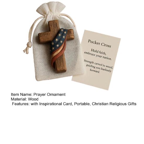 Carved Prayer Hand Pocket Hug with Inspirational Card Portable Wooden Patriotic Faith Token Decoration Christian Religious Gifts