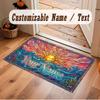 Mountain Landscape Theme Crystal Velvet Floor Rug Personalized Custom Name Text Warm Carpet Home Decoration