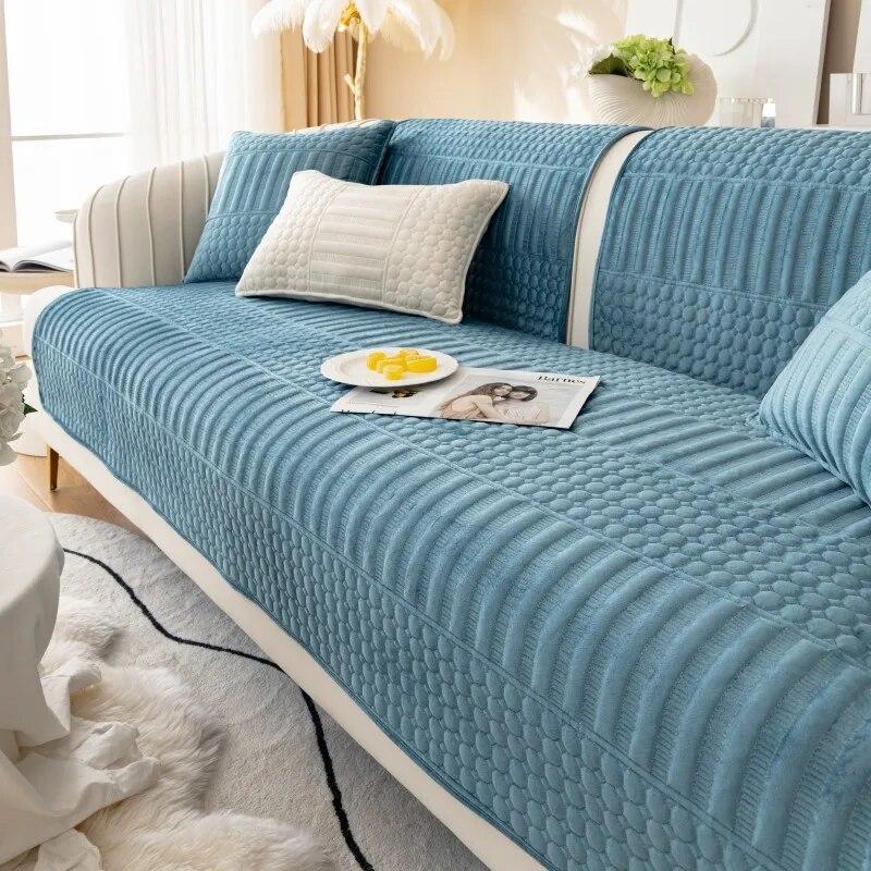 Autumn and Winter Luxury Plush Quilted Sofa Cushion Modern Simple Non-slip Sofa Cushion Towel Cover