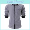 Mens Autumn Fashion Spring Mens Checkered Color Blocked Business Slimming Casual Shirt Long Sleeved Shirt