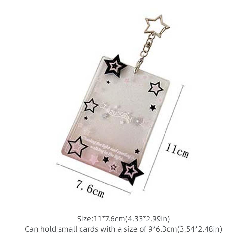 Transparent Star Student Card Cover With Keychain ID Card Holders Idol Card