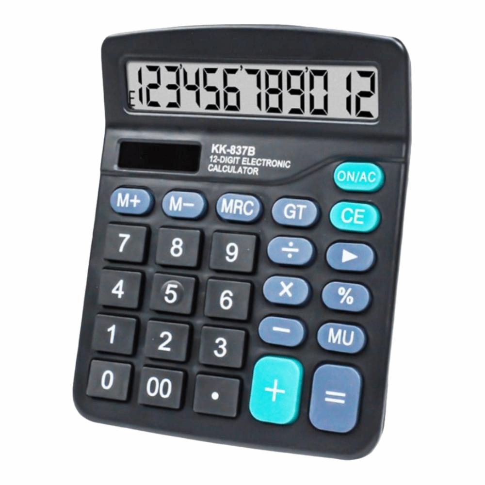 12-Digit Dual Power Calculator Solar Battery Dual Power Large LCD Display Desktop Calculator Big Button Portable