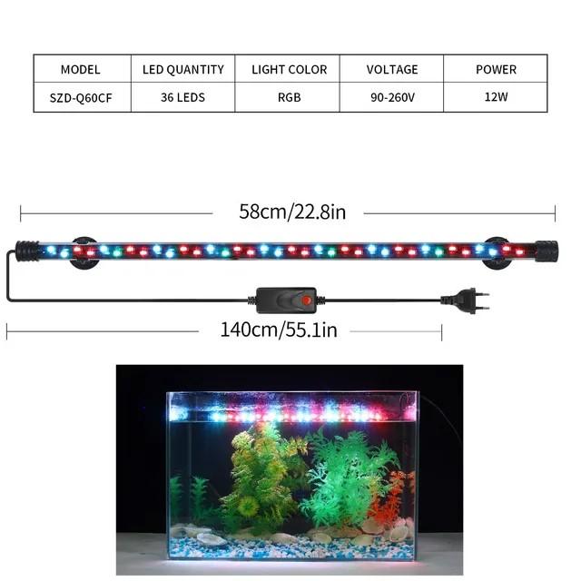 90-260 В Светодиодный свет для аквариума Водонепроницаемый Клипсовый светильник для аквариума Подводное декоративное освещение Погружная лампа Лампа для выращивания растений 18-58 см