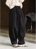 Женские зимние повседневные свободные спортивные штаны в корейском стиле с эластичным поясом, деконструированным дизайном и бархатной подкладкой