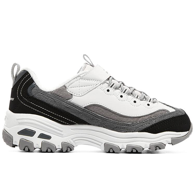 Skechers DLites Sport Удобные Модные Модные Цветные Блоки Хип-Хоп Низкие Повседневные Кроссовки Детские Черно-Белый 302524L-BKGY