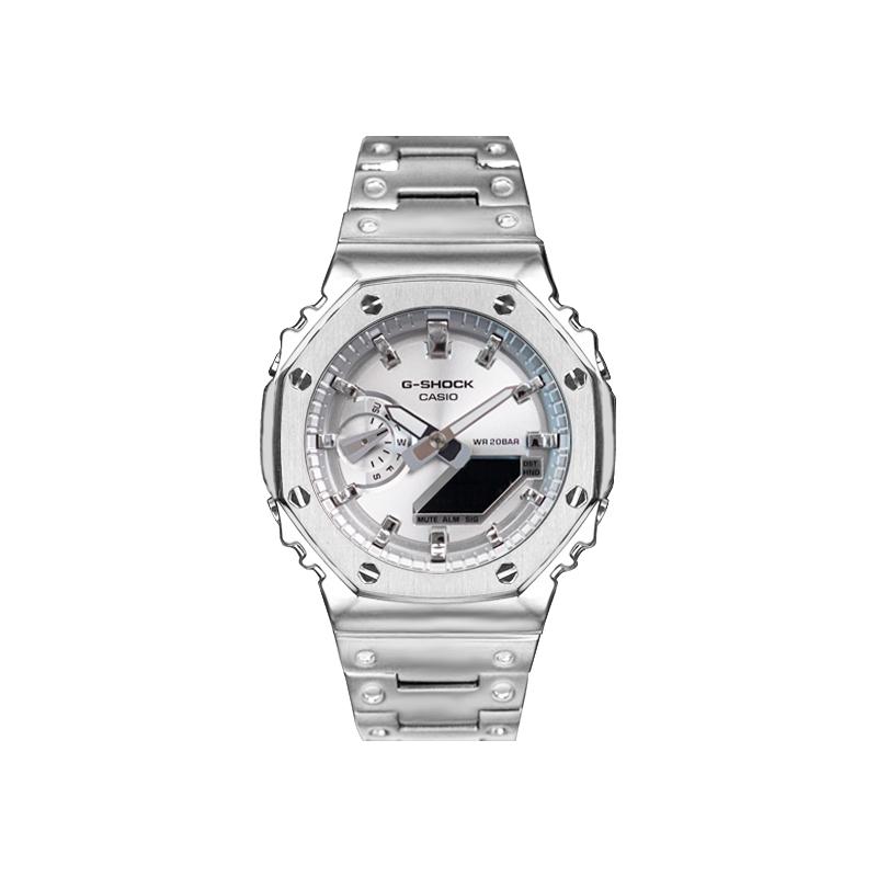 Casio Унисекс Часы с жидкокристаллическим и аналоговым двойным дисплеем Серия 48,5 мм Серебристые GA-2100FF-8A(Watch8--)