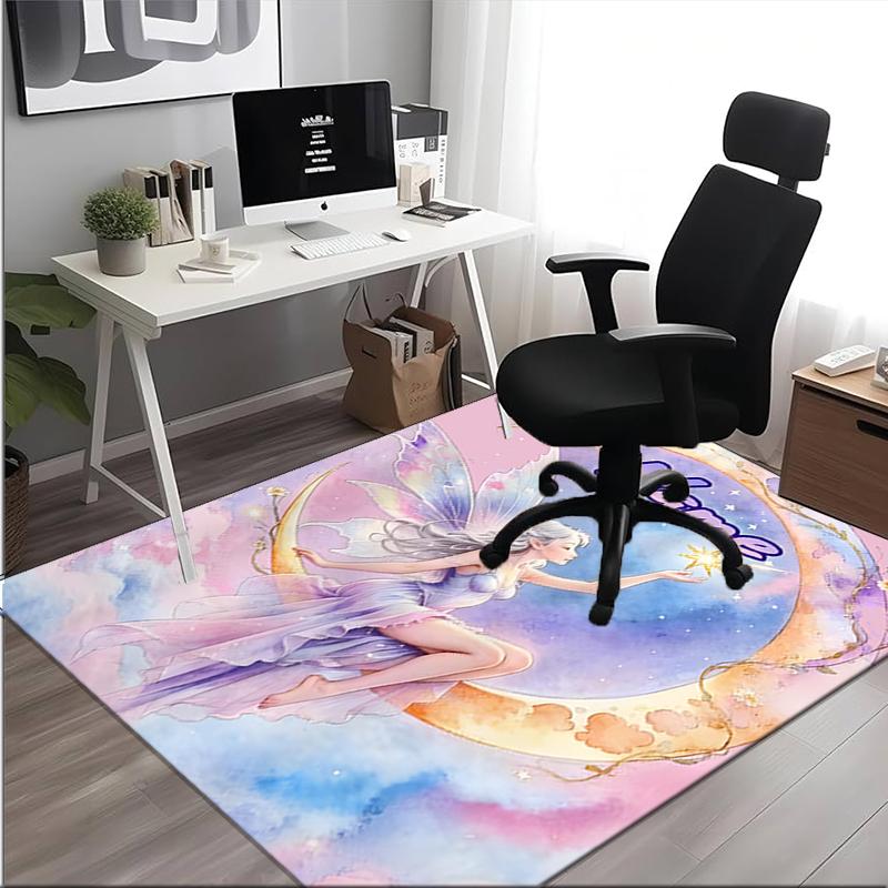 1PC Custom Name Fairy Moon Fantasy Theme Floor Mat Ideal for Living Room, Game Rooms, Office, Bedroom,Floor Mat Playful Design