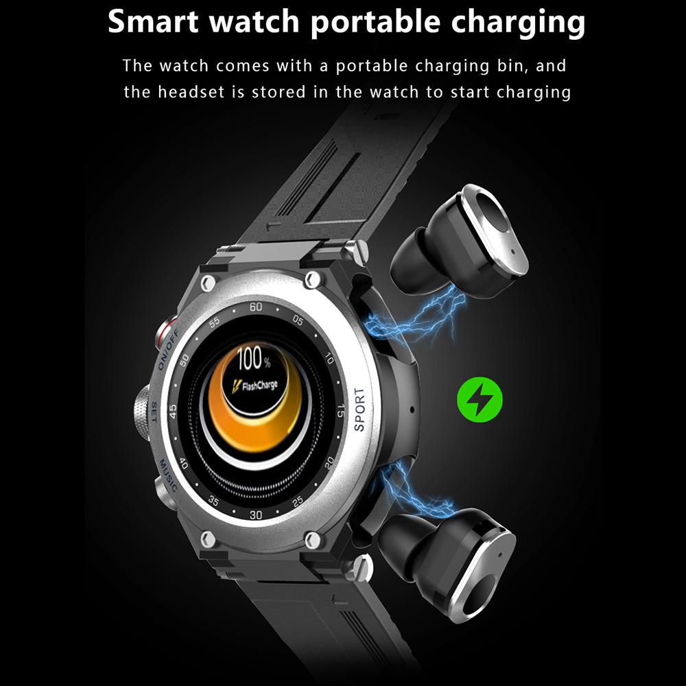 Rainbuvvy T92 Earbud Smartwatch 1.28inch IPS Full Touch 128MB RAM 470mAh BT5.0 TWS IP67 Водонепроницаемый Запись Локальная Музыка Беспроводной Смарт Браслет