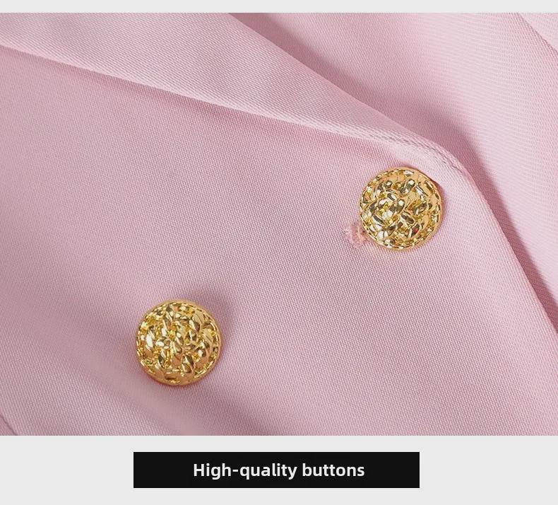 European & American Fashion Slim Suit Jacket with Metal Lion Head Buckle