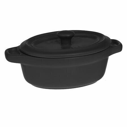Ceramic Casserole 8.5X11Cm Black With Lid