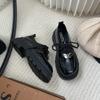 Fashion British Style Lock Catch Black Platform Loafers Women's Patent Leather Shoes Thick Sole Non-slip Loafers Fashion Low Heels 2024