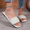 Flat-bottomed Rhinestone Slippers Women Wear Cool Slippers Open-toed Beach Shoes Slippers