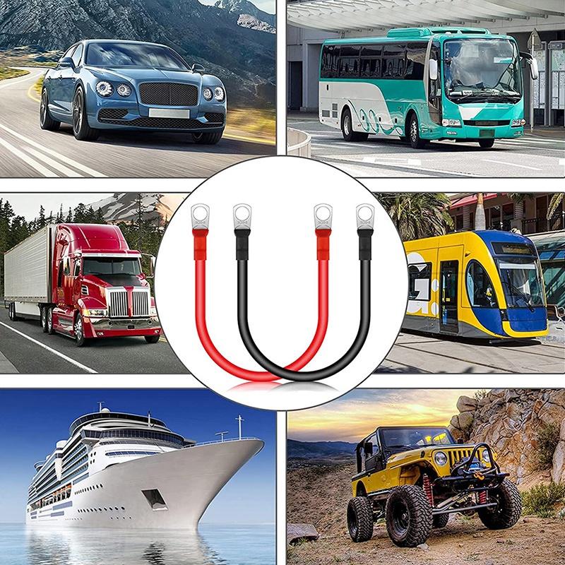 6/4 AWG, 16/25 мм, 2 кабеля для подключения аккумулятора, медный провод с наконечниками для ИБП, инвертор, серия батарей, параллельное подключение