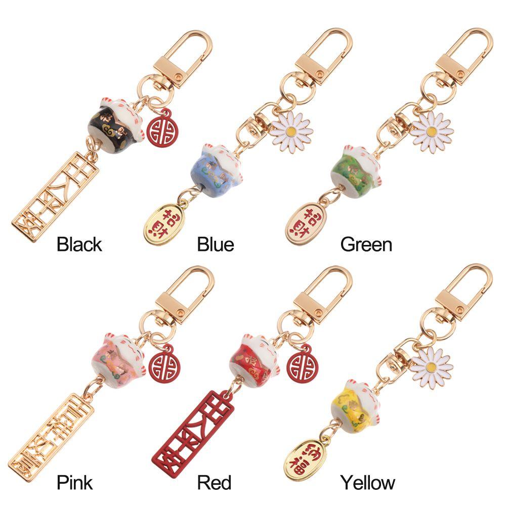 Fashion Cute Car Bag Pendant Fortune Cat Cartoon Japanese Lucky Cat Keychain