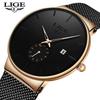 LIGE Mens Watch Business Fashion Ultra Thin Big Dial Waterproof Quartz Wristwatch Minimalist High Aesthetic for Students