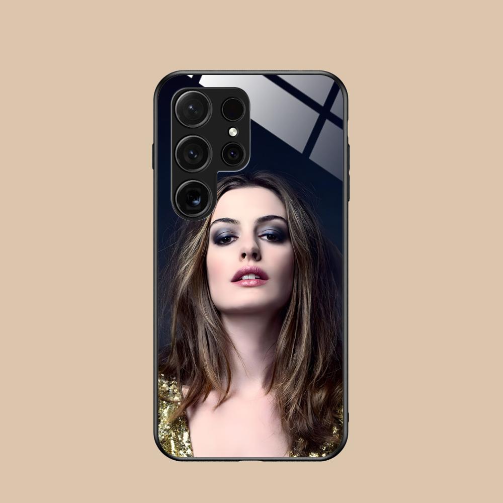 Чехол для мобильного телефона Anne Hathaway для Samsung Galaxy S26 S25 S24 S23 S22 S21 S20 Note20 Plus FE Ultra Стеклянный Цветной Чехол Красивый